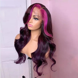 Highlight Pink Burgundy Frontal Lace Wig