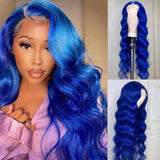 Blue Color Body Waves Frontal Lace